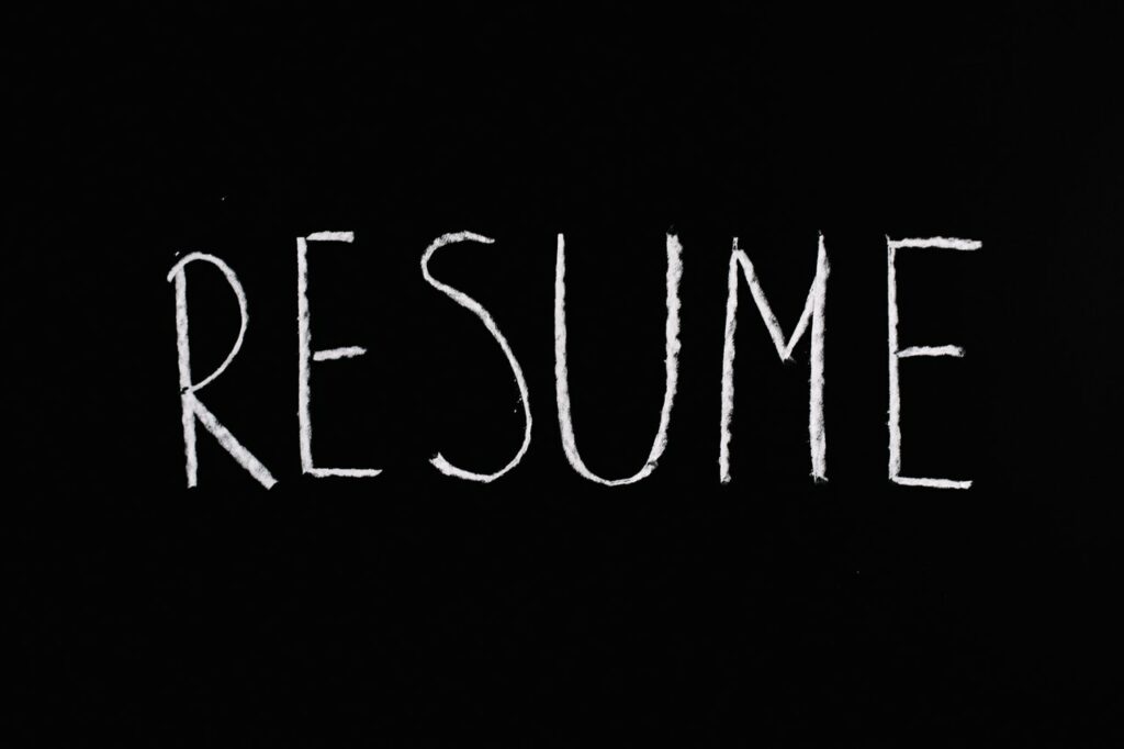 The word "Resume" that can be written for work from home jobs.